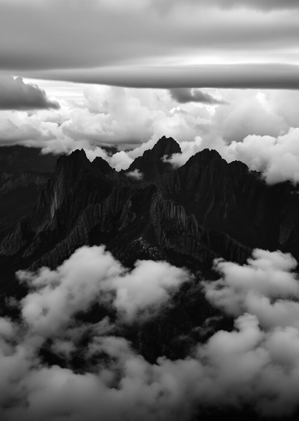 Aerial view of a mountain range